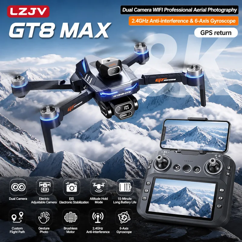 Drone Camera Lens - طائرة بدون طيار GT8 ماكس قابلة